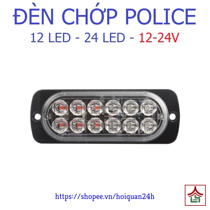 ۩™Đèn Nháy Chớp Police Cảnh Sát 12 Led 24 Vỏ Nhôm Chống Nước