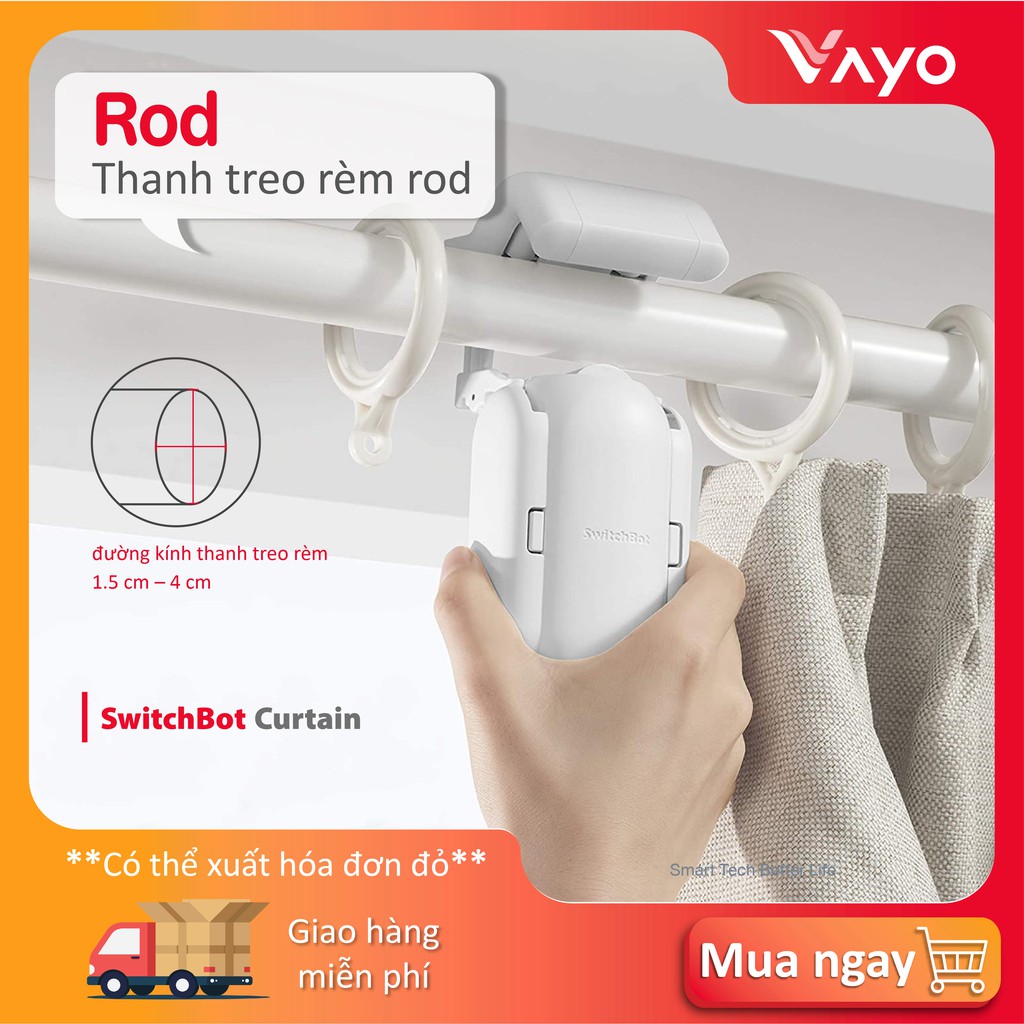 Thiết bị rèm cửa thông minh SwitchBot Curtain Robot điện thông minh - Điều khiển qua app, điều khiển bằng giọng nói