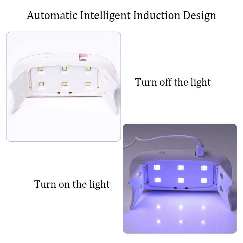 Đèn sấy móng tay UR SUGAR uv 6w mini màu hồng cáp USB làm móng nghệ thuật