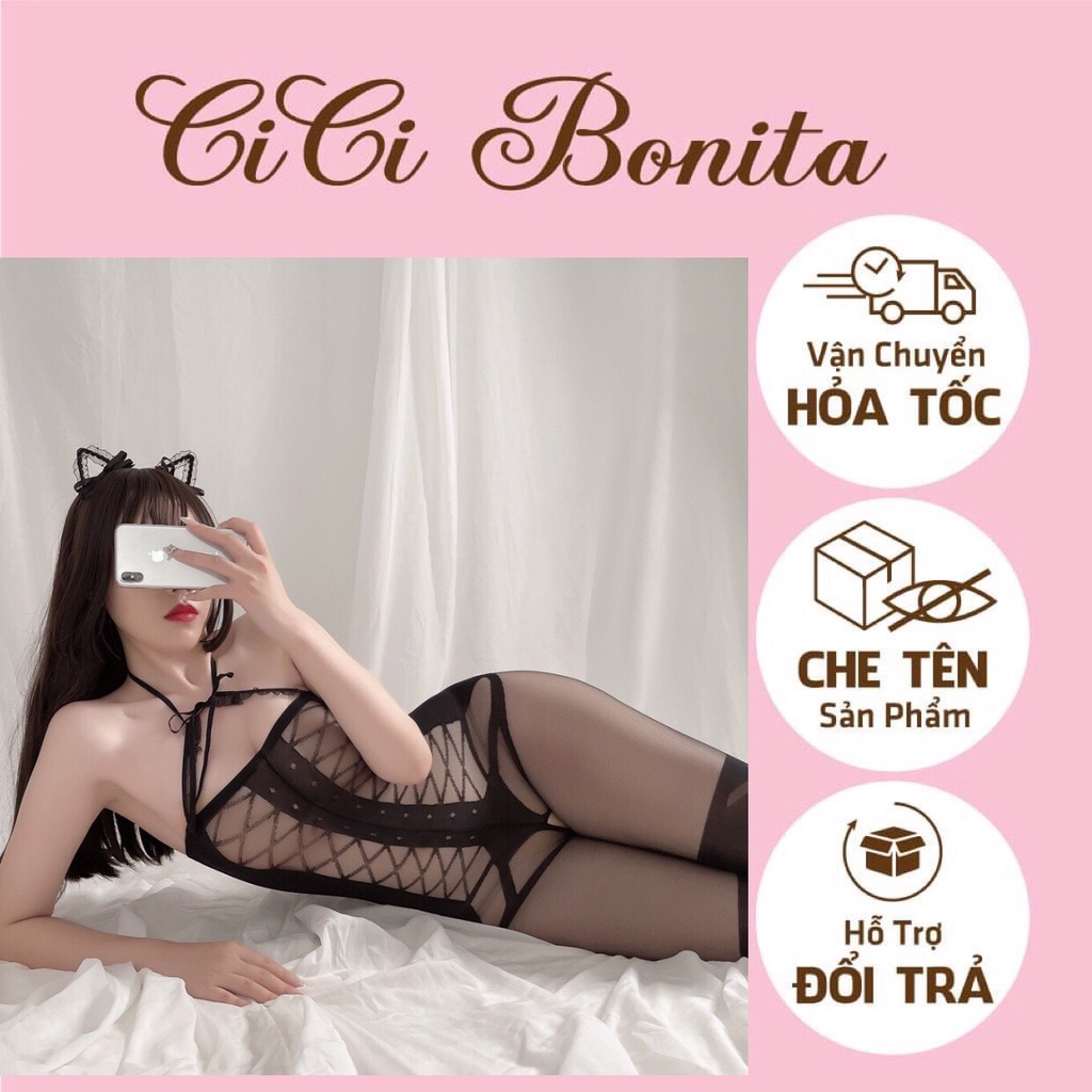 Đồ liền thân/ Bodysuit xuyên thấu ngực nóng bỏng CICI BONITA HCM CB10
