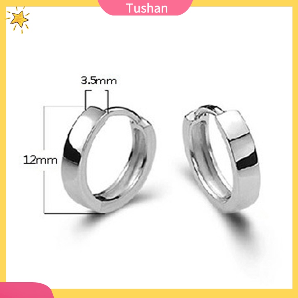 Hoa tai mạ bạc dạng vòng tròn Unisex