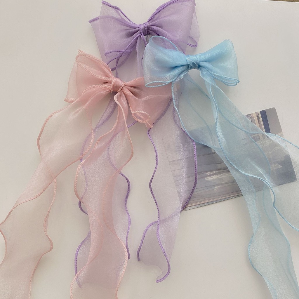 Kẹp tóc nơ ribbon tiểu thư xinh xắn