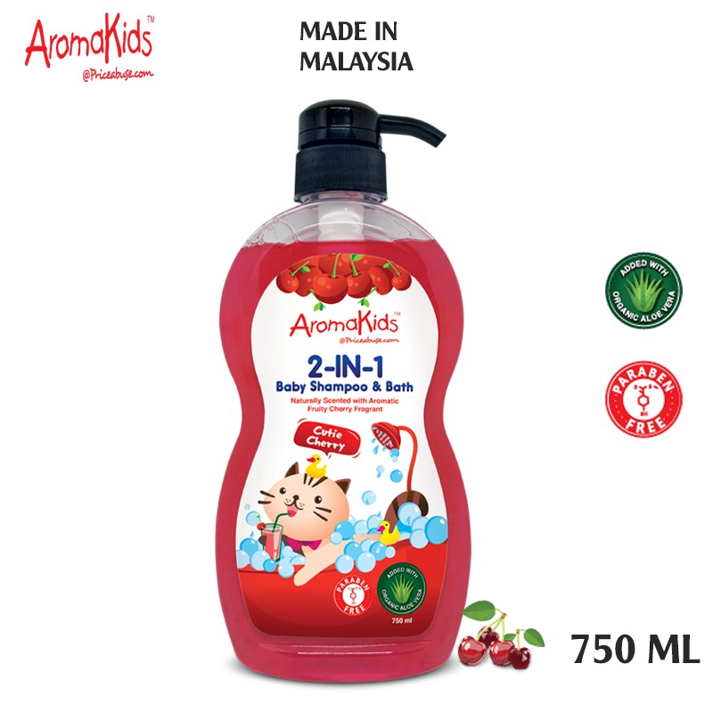 Sữa tắm gội cho bé;sữa tắm gội trẻ em; sữa tắm cho bé AromaKids, 750ml (Malaysia)- Hương trái anh đào