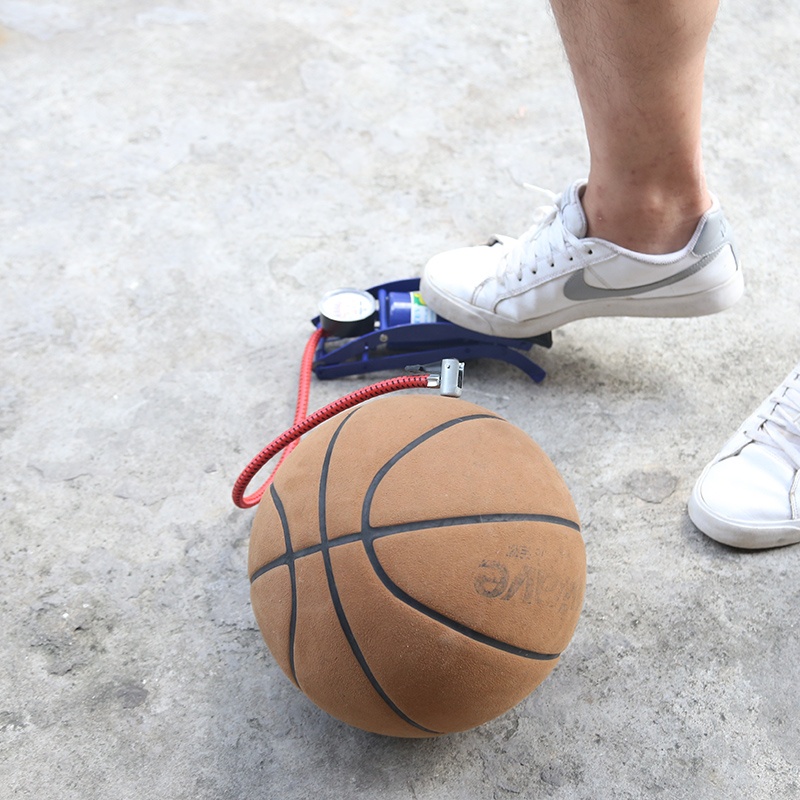 Hàng Sẵn Bơm đạp chân - Bơm xe đạp xe máy không khí Chân xi lanh đơn với đồng hồ đo áp suất【Southdakota051】