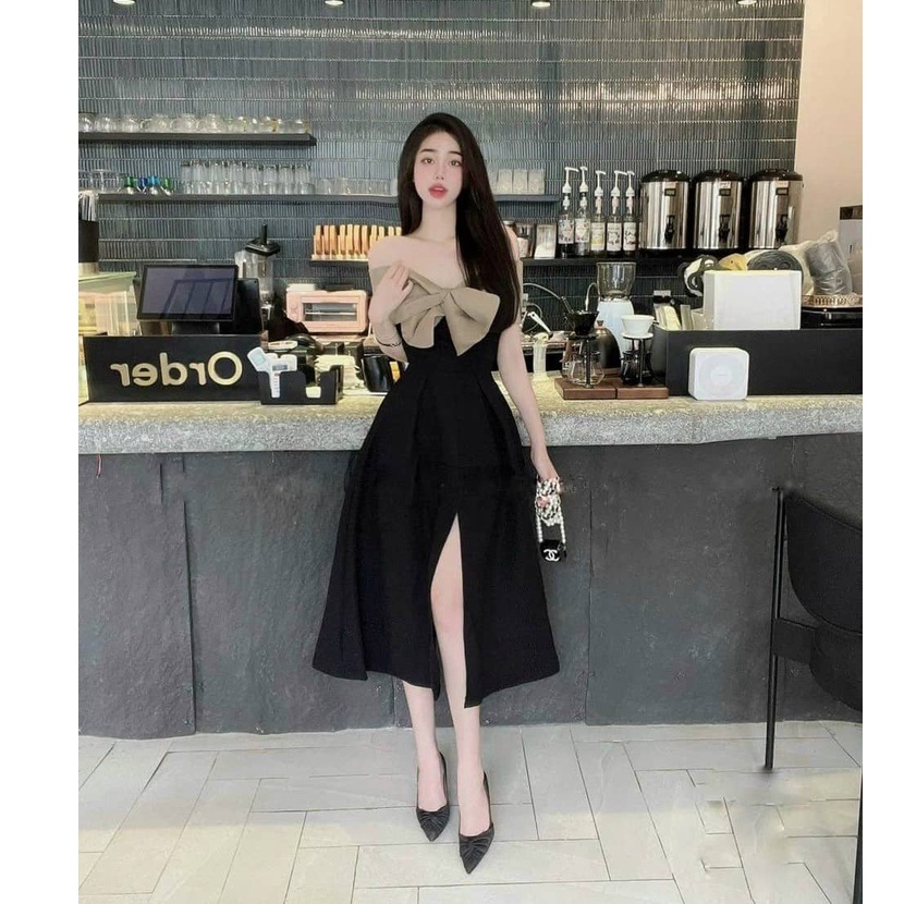 GKM_FREESHIP Đầm nữ trễ vai thiết kế kết nơ nhẹ nhàng cuốn hút gợi cảm LUNA DSS