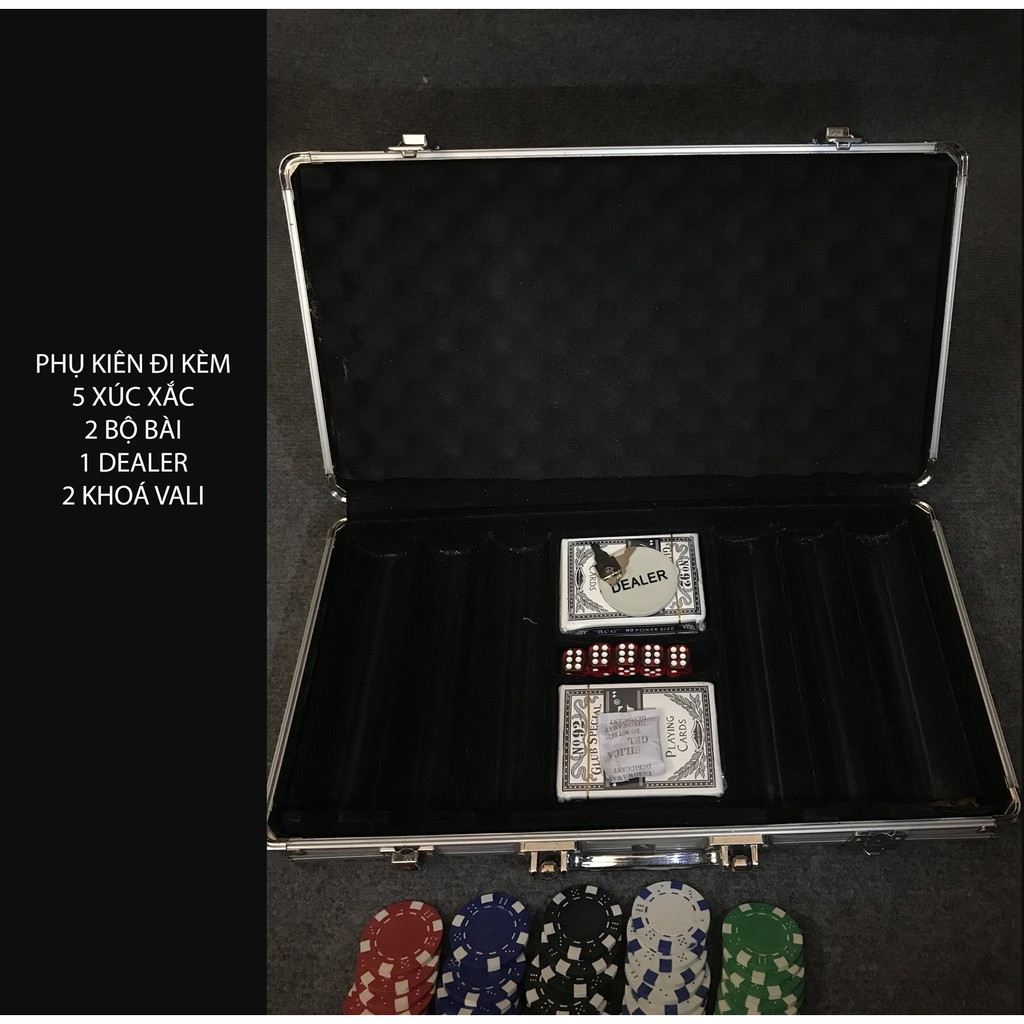 [Mã LIFEXANH03 giảm 10% đơn 500K] Bộ 300 phỉnh poker không số (chip poker) hàng nhập khẩu P02 TẶNG KÈM BÀI NHỰA