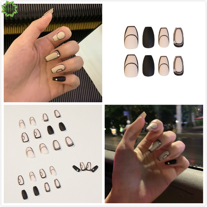 Set 24 Móng Tay Giả Đính Ngọc Trai Phong Cách Pháp Cho Nữ