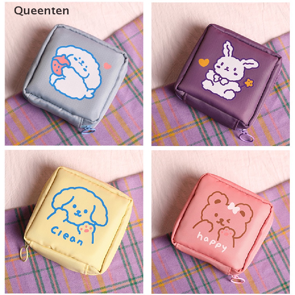 Queenten Túi Đựng Mỹ Phẩm Son Môi Chìa Khóa Tai Nghe Bằng Vải Bông Nhỏ Gọn Dễ Thương