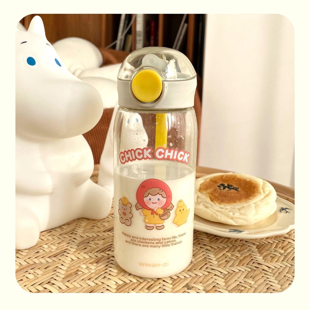 Bình Nước Bằng Nhựa Dung Tích 450ML Chống Rò Rỉ Dành Cho Trẻ Em