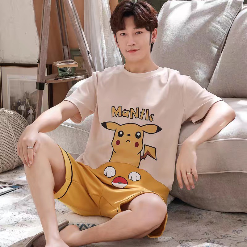 Bộ Đồ Ngủ Vải Cotton Tay Ngắn In Hoạt Hình One Piece Kiểu Nhật Bản Cá Tính Cho Nam