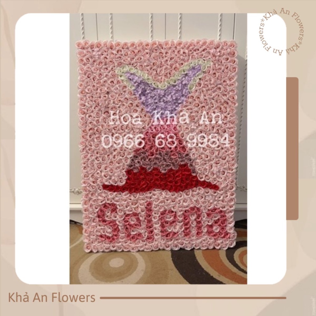 Tranh Hoa cao cấp siêu to (90x120cm - 800bông hoa sáp 4 lớp) Có đóng khung gỗ, lưng gỗ cực đẹp