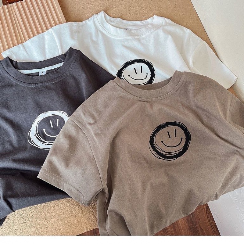 MNGRL Áo Thun Cotton Ngắn Tay Phong Cách Hàn Quốc Thời Trang Mùa Hè Cho Bé Trai