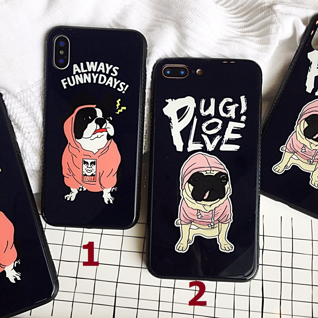 Ốp lưng Kính hình chó Pug IPhone 6 Plus - Ốp gương