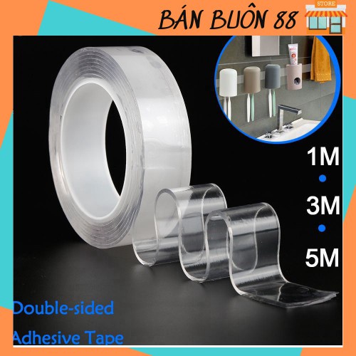 KEO DÁN SIÊU DÍNH Băng Dính Nano Dán 2 Mặt Trong Suốt/ Băng Keo 2 Mặt 3M Đa Năng- Dán Tường/ Cố Định Thảm/ Treo Tranh