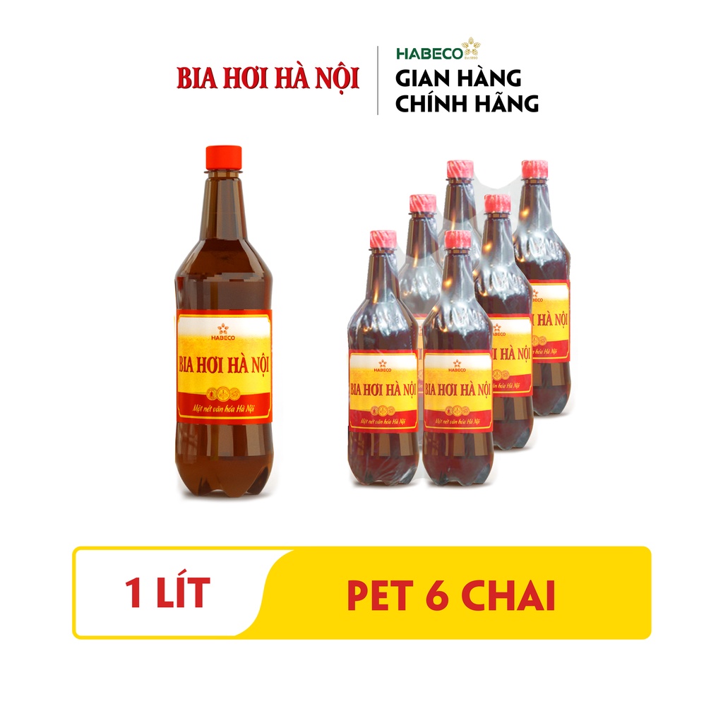 HỎA TỐC HÀ NỘI - Lốc 6 chai Bia Hơi Hà Nội - HABECO (1 lít/ chai)