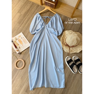 Đầm maxi tay bồng cổ chun nơ