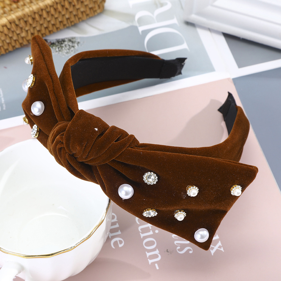 Băng đô vải nhung thiết kế hình nơ đính đá xinh xắn đáng yêu