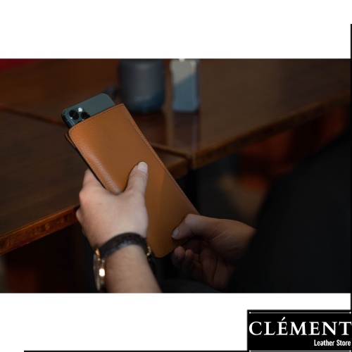 Ví điện thoại da nam cao cấp, bóp ví nam da bò thật Clément – CM010 – BH 12 tháng