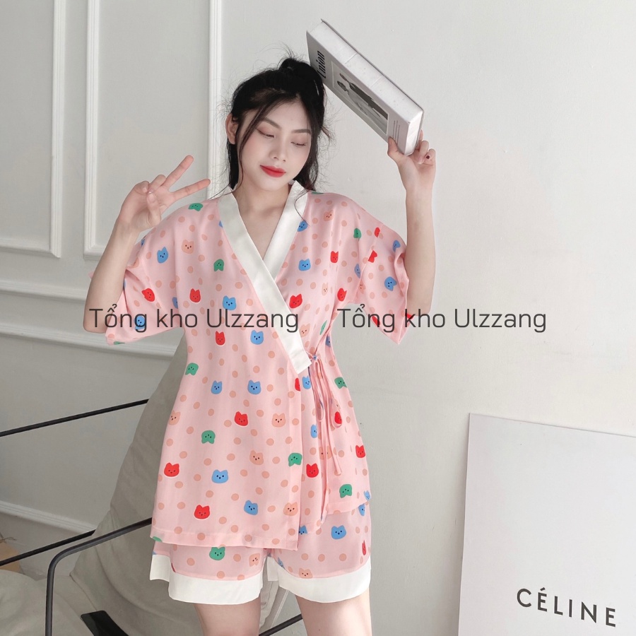 Bộ Pijama Kimono Lụa Cao Cấp Mềm Mịn Nhiều Họa Tiết Dễ Thương | BigBuy360 - bigbuy360.vn