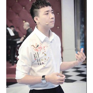 Áo sơ mi nam chất lụa dài tay phong cách họa tiết chim hoa hàng đẹp giá xưởng