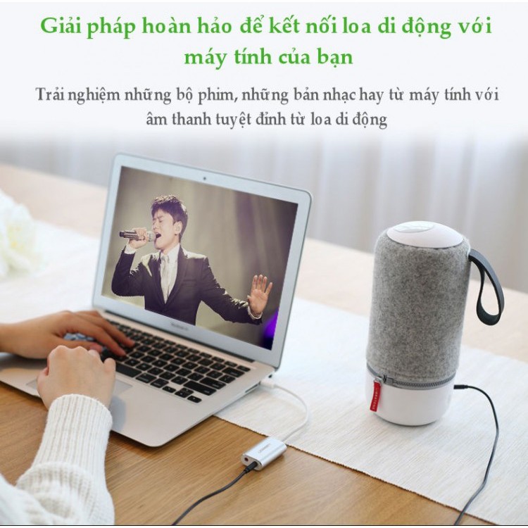 Cáp USB Sound - Card Sound USB 2.0 to 3.5mm Bọc Nhôm UGREEN 30801 - Hàng Chính Hãng - 30801