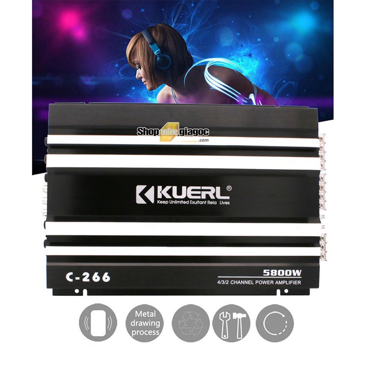 Bộ Khuếch Đại Âm Thanh Ô Tô 4 Kênh Kuerl 5800W C-266