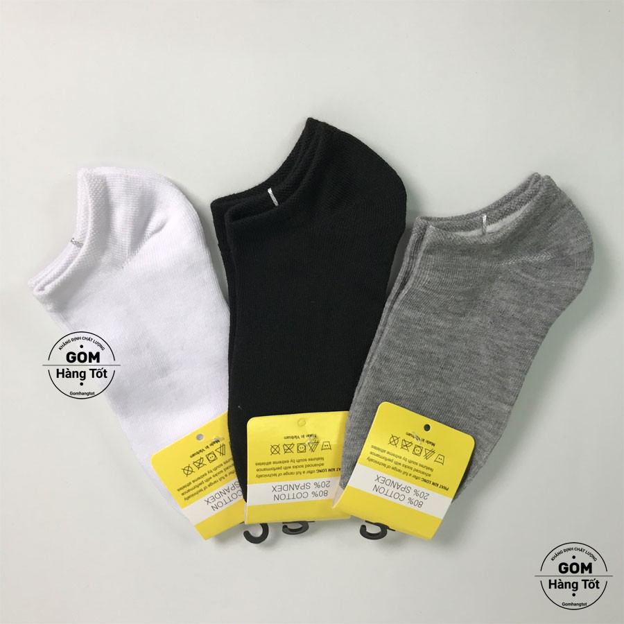 Combo 7 đôi tất TRƠN CỔ NGẮN nam nữ chất liệu cotton, vớ cổ ngắn nam nữ trơn màu chuẩn xuất Hàn