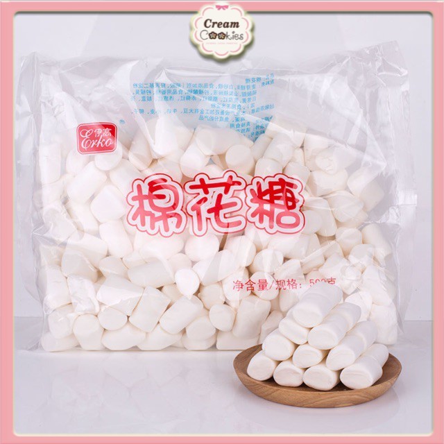 500g Kẹo marshmallow, kẹo nougat trắng, nhiều màu sắc, hình dáng, mềm xốp, ngọt ngào tự nhiên