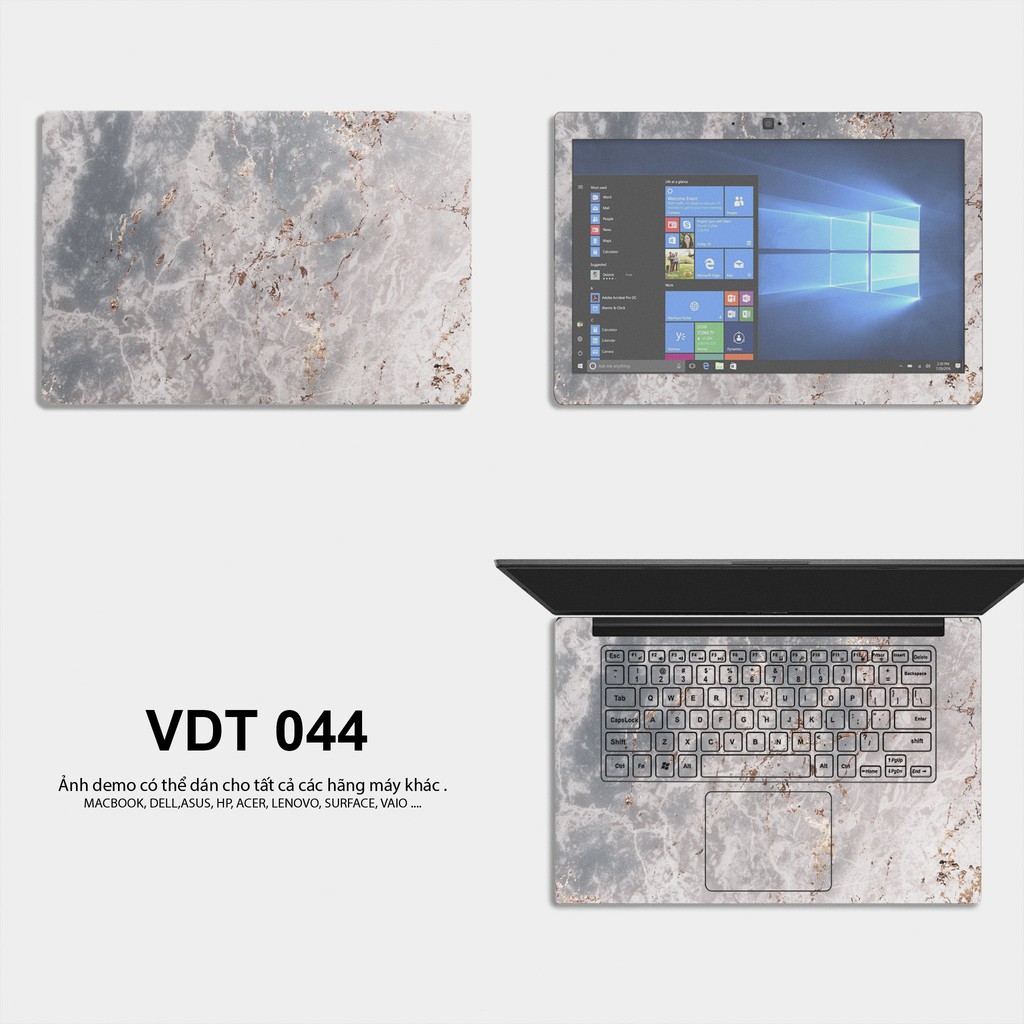 Bộ skin dán laptop mẫu Vân Đá - Decal Dán cho Dell, Hp, Asus, Lenovo, Acer, MSI, Surface,Vaio, Macbook