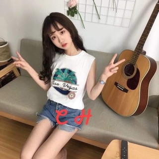 Áo tanktop in lá (C)