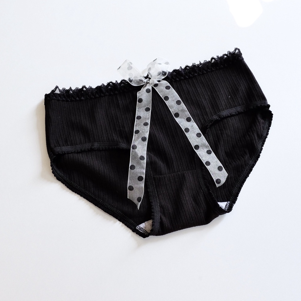 Quần lót nữ COTTON ren nơ chấm bi thấm hút thoáng khí Lolita sexy freesize hông 78-95cm M26