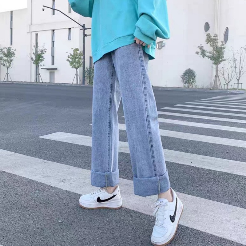 Quần Jeans nữ, Quần Jeans baggy xanh sky ống suông, rộng, hottrend 2021-Trend Clothing!