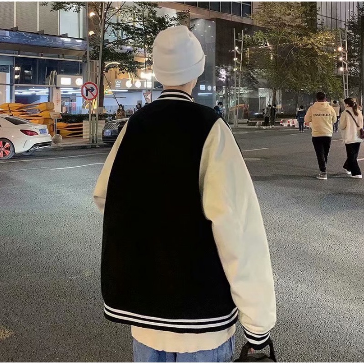 Áo Khoác Bóng Chày Nam Màu Sắc Retro Thời Trang Hàn Quốc