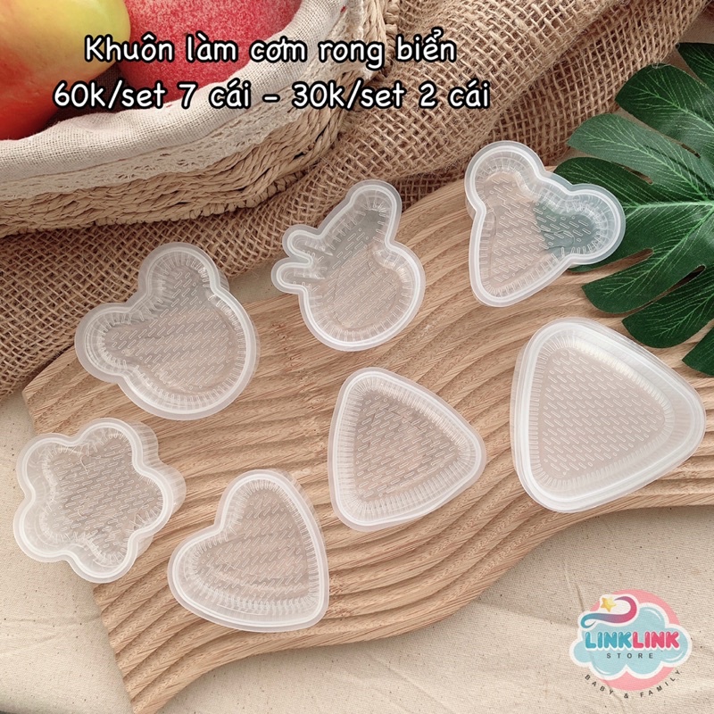 Khuôn cơm ép, tạo hình cơm nắm, sushi, ăn dặm nhiều hình, khuôn làm cơm rong biển Nhật - set 7 cái hoặc set 2 cái