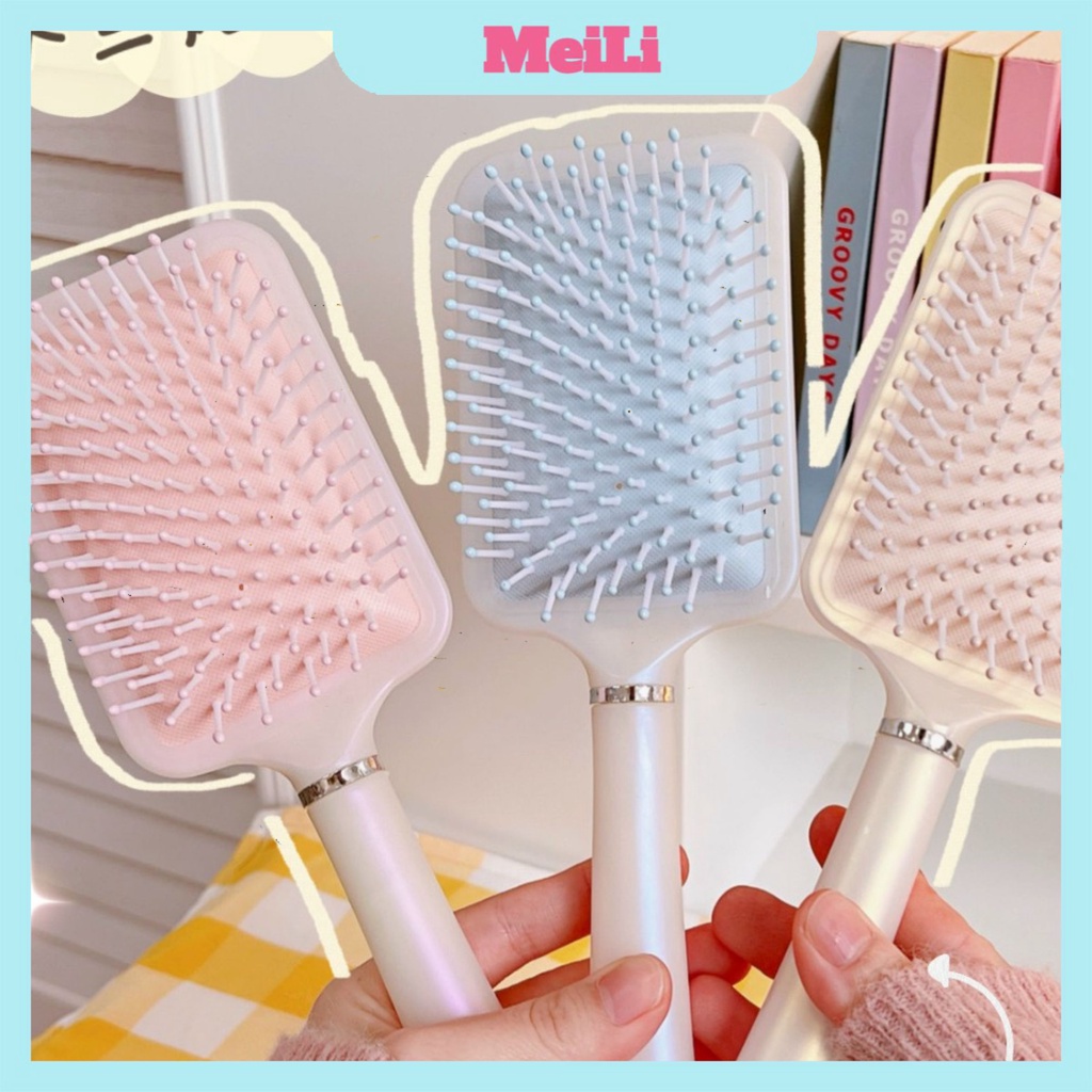Lược gội đầu - Lược mát xa hình vuông có túi khí răng lược chống tĩnh điện