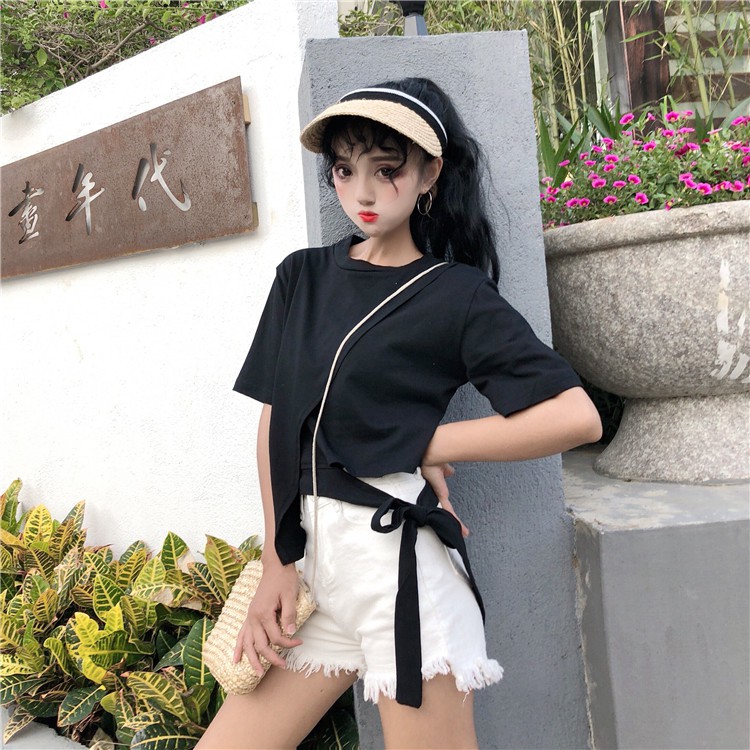 Áo Thun Nữ Croptop Thắt Nơ Độc Đáo, Cá Tính Hottrend Hè 2021