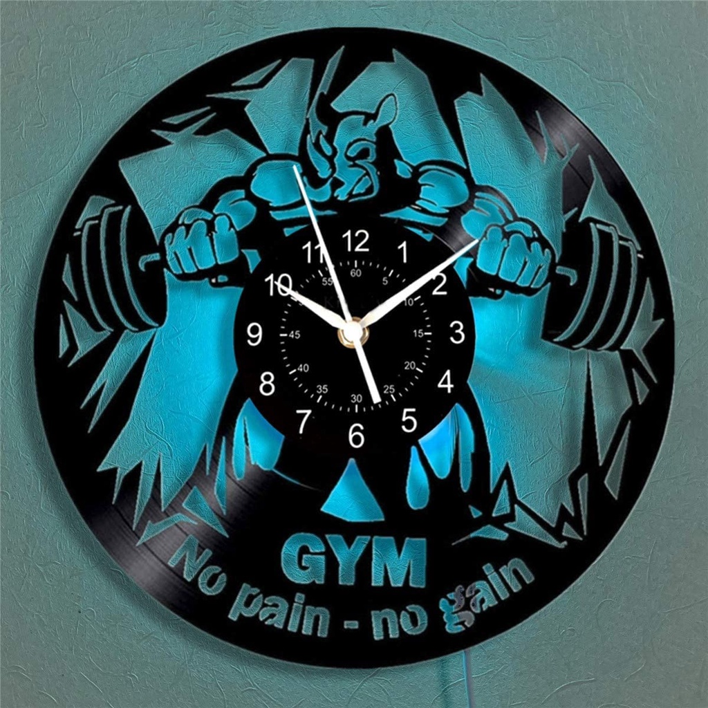 Đồng Hồ Treo Tường Bằng Vinyl Có Đèn LED 12 Inch Dùng Để Tập Gym