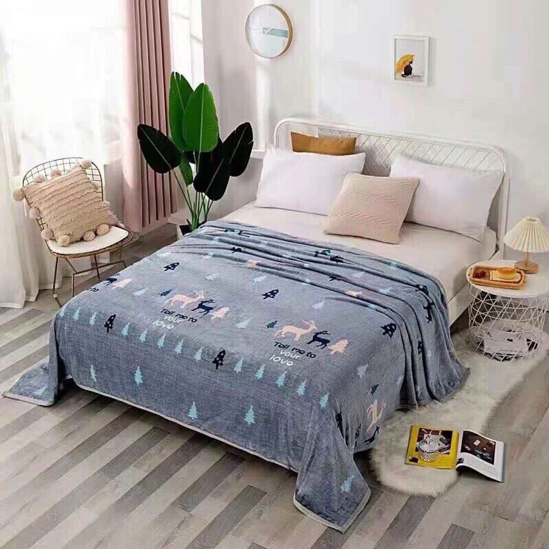 Chăn Tuyết Nhung Sữa Mềm Mịn - Dễ Thương - Kích Thước : 2m*2m3 ( Nặng 900g )