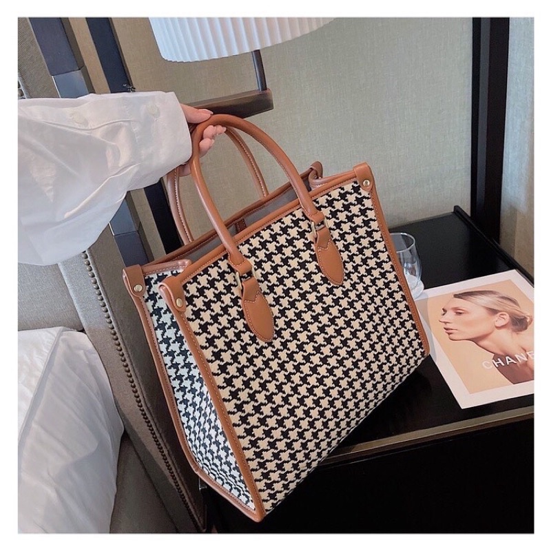 Túi xách công sở nữ in họa tiết răng sói sét 2 món shop tuyển sỉ