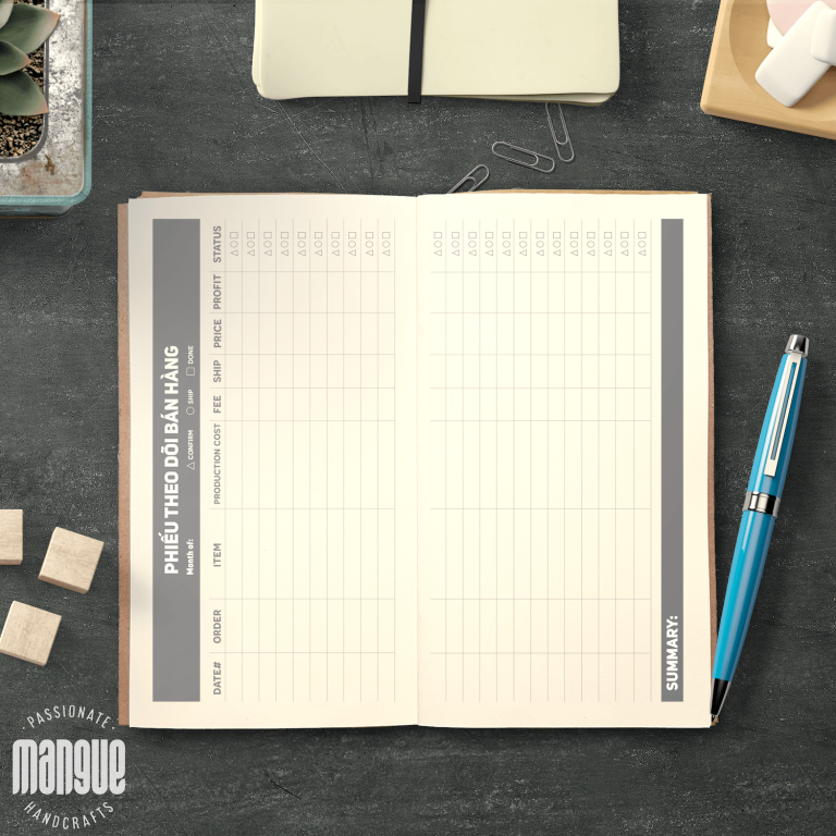 Sổ tay planner bán hàng - nhập hàng, tồn kho, hàng hoàn