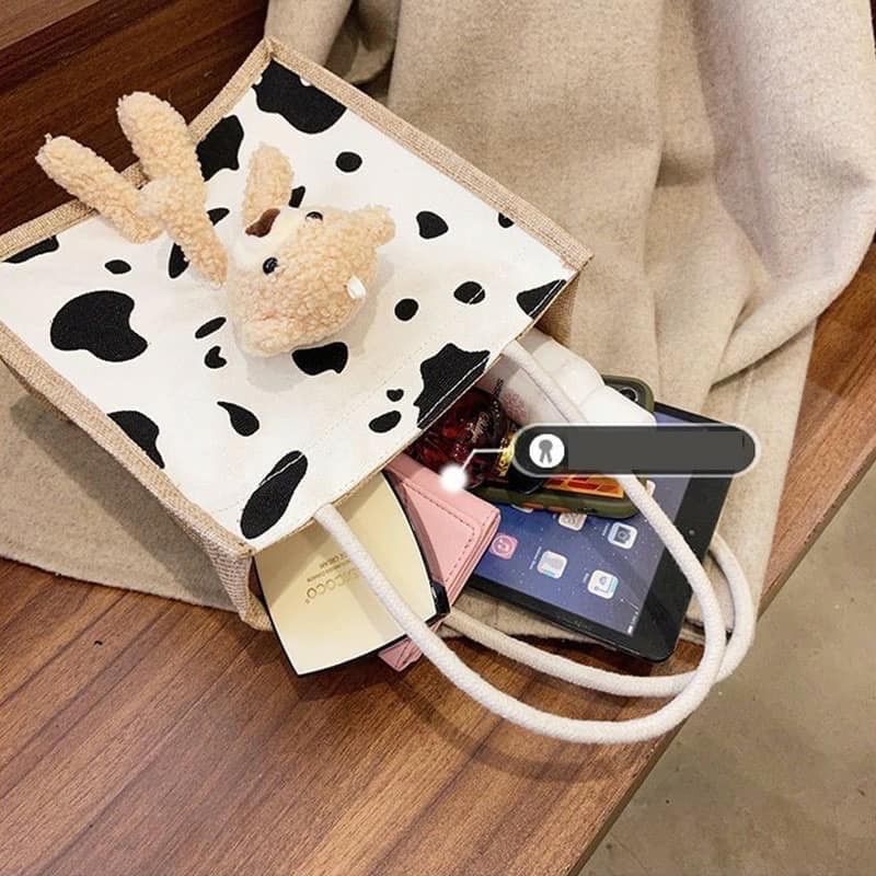 Túi Cói Kèm Gấu Teddy Kute Có Khóa Kéo | BigBuy360 - bigbuy360.vn