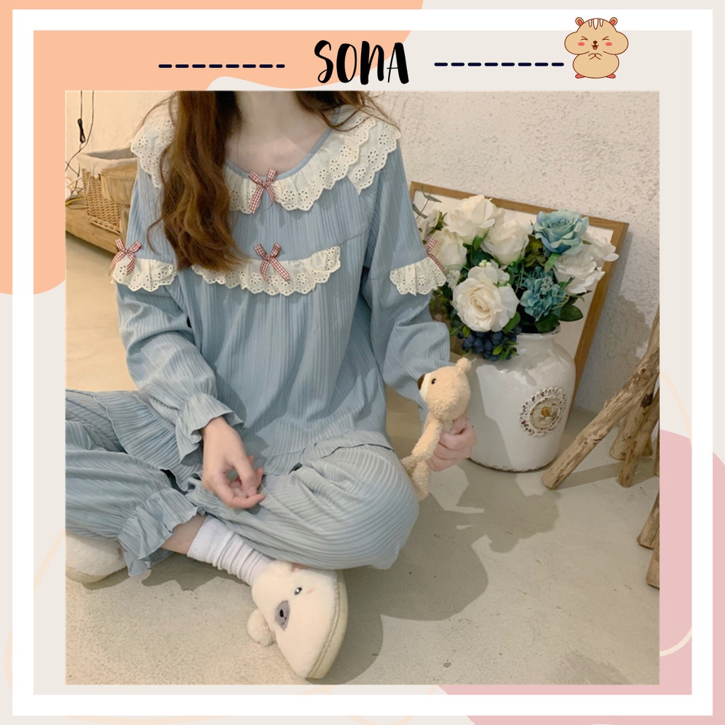 Bộ ngủ dài tay tiểu thư cực xinh SN07 ( sẵn 2 bộ size XXL và 1 bộ size L)