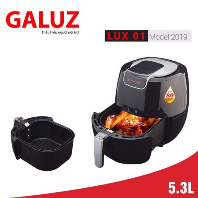 Nồi chiên không dầu Galuz Lux 01- Tặng Giỏ Chiên Thay Thế, Bình Xịt Dầu, Giấy Nến, Khay Nướng Bánh (4 Món)