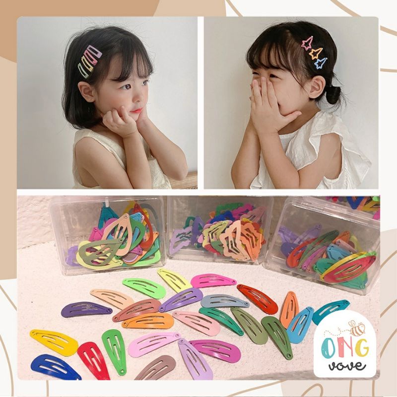 LẺ 1 CÁI | KẸP BẤM KIM LOẠI TRÁI TIM & NGÔI SAO SIÊU DỄ THƯƠNG CHO BÉ YÊU