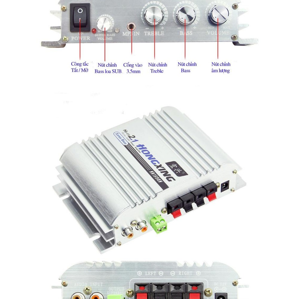 Ampli mini Super bass 300w HX-168AH chưa nguồn