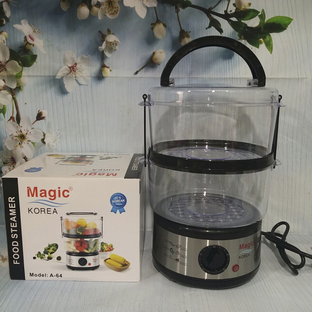 Nồi Hấp Đa Năng Magic Korea A64 5 Lít Công Suất 500W hấp thịt, rau, củ quả, cá,trứng....Bảo Hành 12 tháng