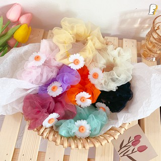 [Hàng có sẵn] Scrunchies thun cột tóc vải voan đính hoa cúc