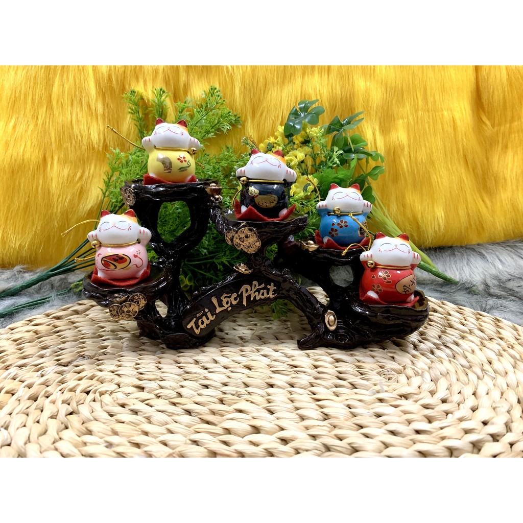 Tượng Mèo Sứ Thần Tài Maneki Neko và đế Tài Lộc Phát ( Việt Nhật )