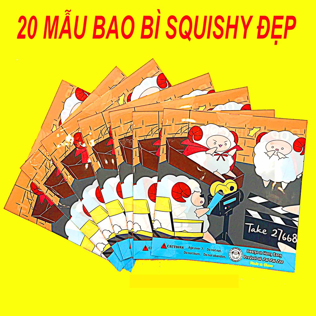 (12 MẪU) Bao bì squishy chính hãng nhiều kích thước, bao bì đựng bánh kẹo và nhiều vật dụng khác có dán mép