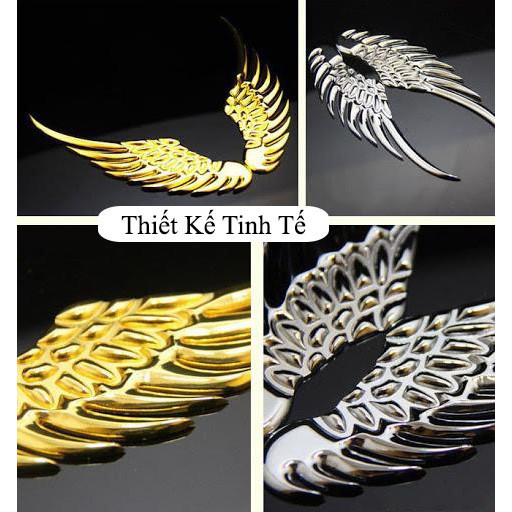 ♈✓◇Logo Cánh Chim Kim Loại 3D - Decal Dán Trang Trí Nắp Capo